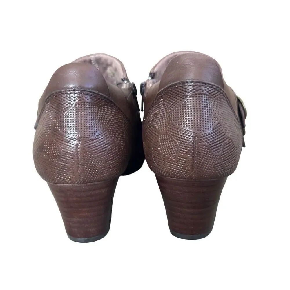 Earth Calgary Toronto Bark Brown Leather Ankle Boots Size 10M